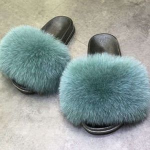 Fur Slides (mint green)